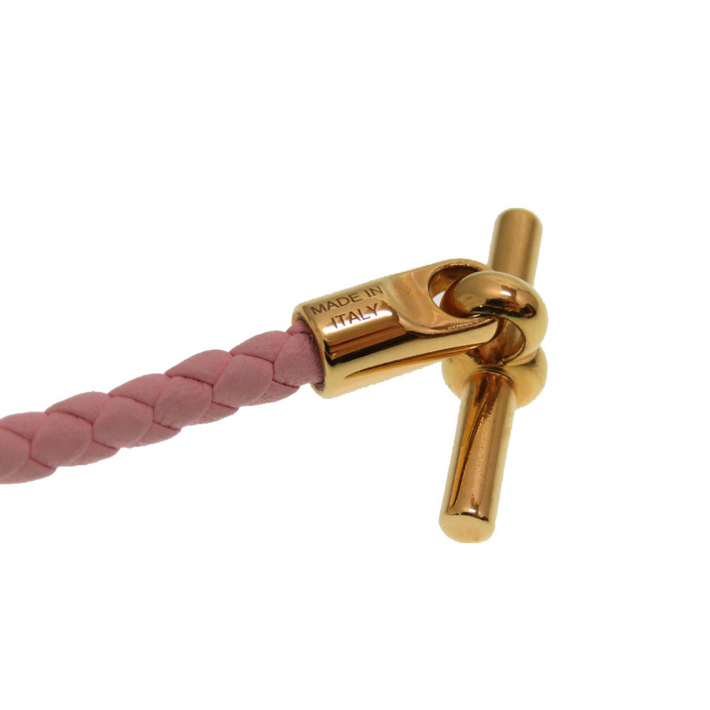 HERMES bracelet leather Rose cherry Grenan Women Used Authentic