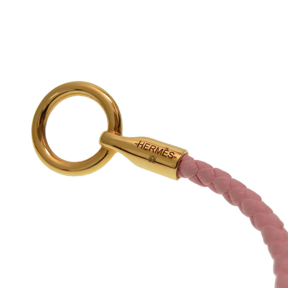 HERMES bracelet leather Rose cherry Grenan Women Used Authentic