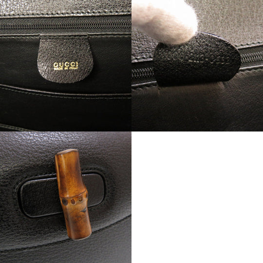 GUCCI Handbag 000 2113 0633 Bamboo, Leather black Women Used Authentic