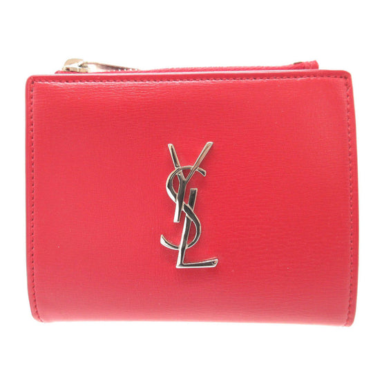 SAINT LAURENT PARIS Bifold Wallet 538683 leather Red Women Used Authentic