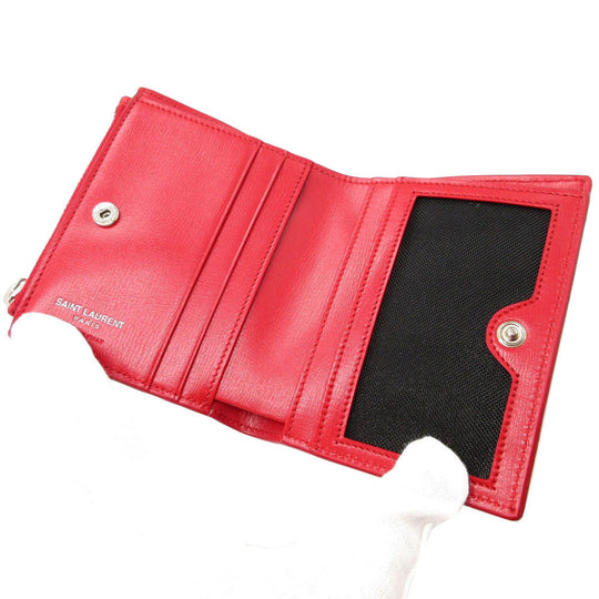 SAINT LAURENT PARIS Bifold Wallet 538683 leather Red Women Used Authentic