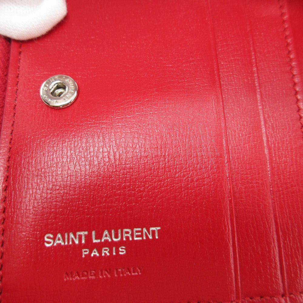 SAINT LAURENT PARIS Bifold Wallet 538683 leather Red Women Used Authentic