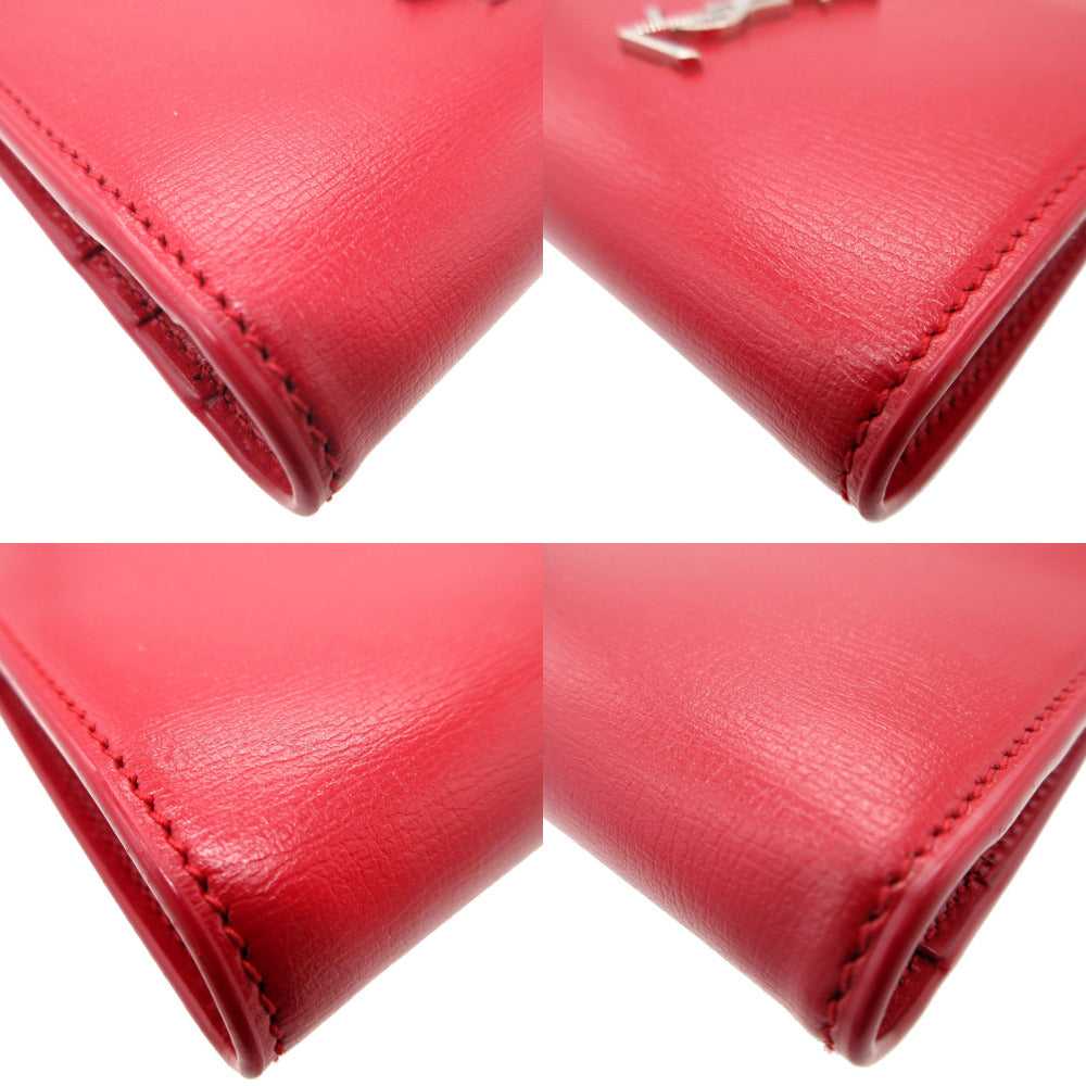 SAINT LAURENT PARIS Bifold Wallet 538683 leather Red Women Used Authentic