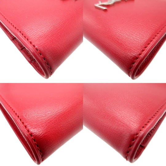 SAINT LAURENT PARIS Bifold Wallet 538683 leather Red Women Used Authentic