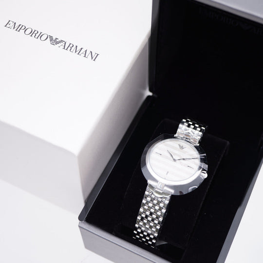 Emporio Armani Watches Quartz AR-11195 Stainless Steel border Quartz Women Used Authentic
