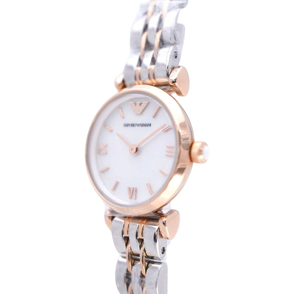 Emporio Armani Watches Quartz AR-11195 Stainless Steel White shell Quartz White shell dial Women Used Authentic