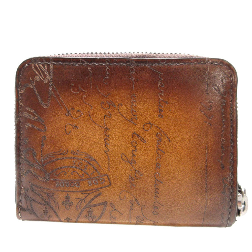 Berluti Coin case leather Brown Wapa Calligraphy unisex(Unisex) Used Authentic