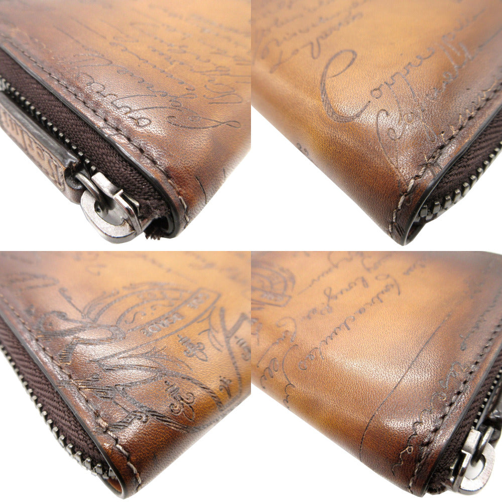 Berluti Coin case leather Brown Wapa Calligraphy unisex(Unisex) Used Authentic