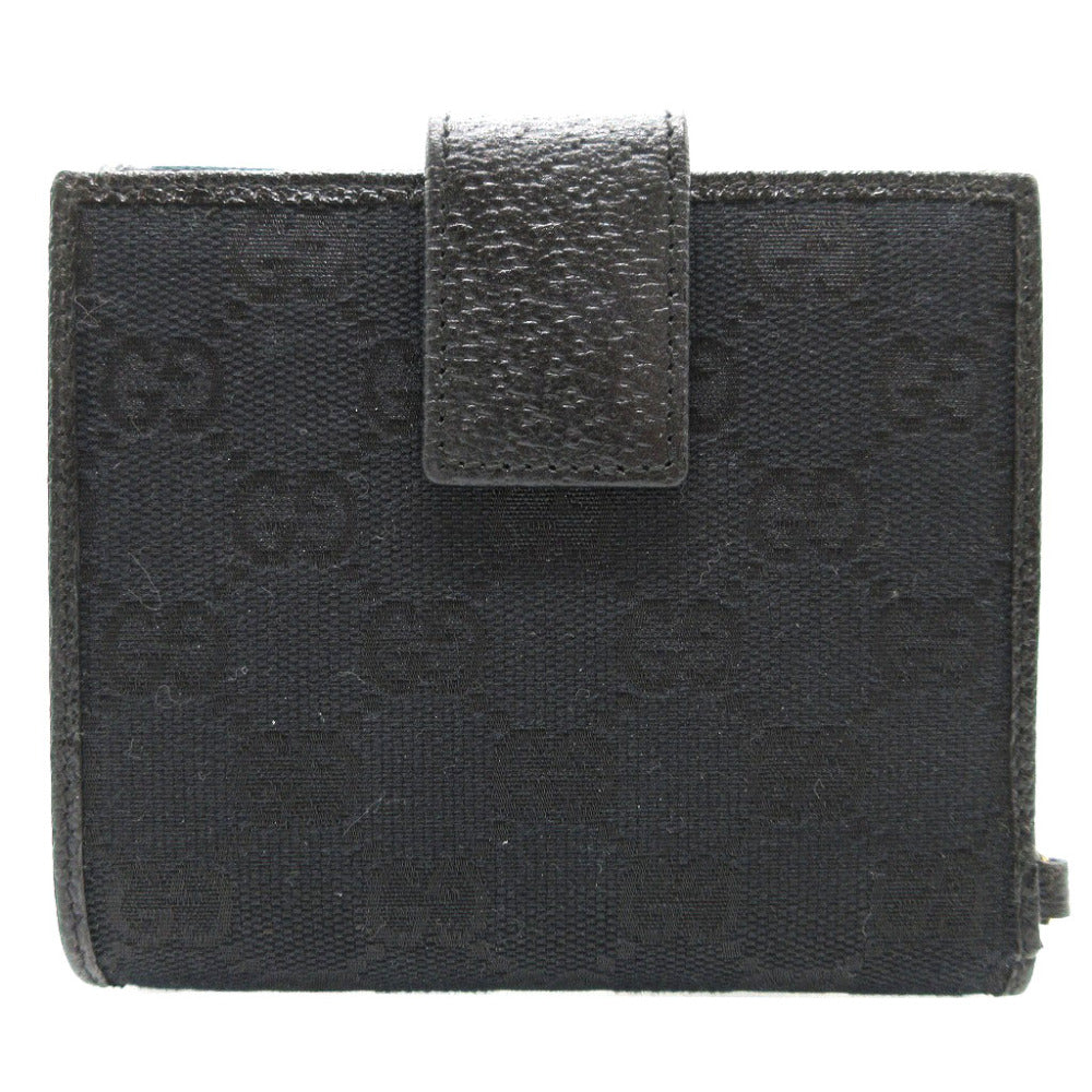 GUCCI Bifold Wallet 154182 GG canvas, leather black W Hook Wallet  Women Used Authentic