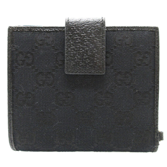 GUCCI Bifold Wallet 154182 GG canvas, leather black W Hook Wallet  Women Used Authentic