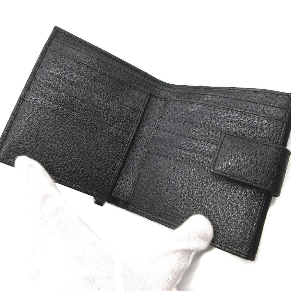 GUCCI Bifold Wallet 154182 GG canvas, leather black W Hook Wallet  Women Used Authentic