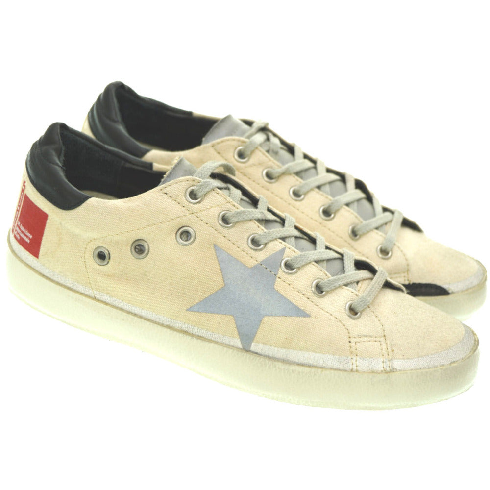 GOLDEN GOOSE sneakers Canvas, Leather beige Super star Women 38 Used Authentic