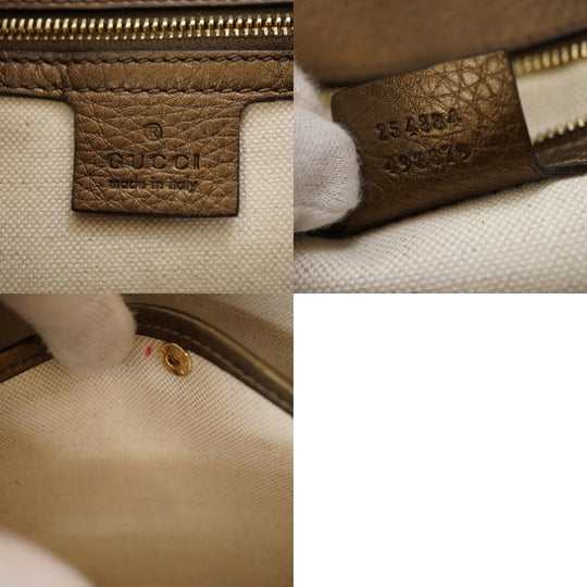 GUCCI Handbag 254884 leather gold New Bamboo Women Used Authentic