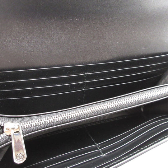 GUCCI Long Wallet Purse 762167 leather black Two fold mini john double Women(Unisex) Used Authentic