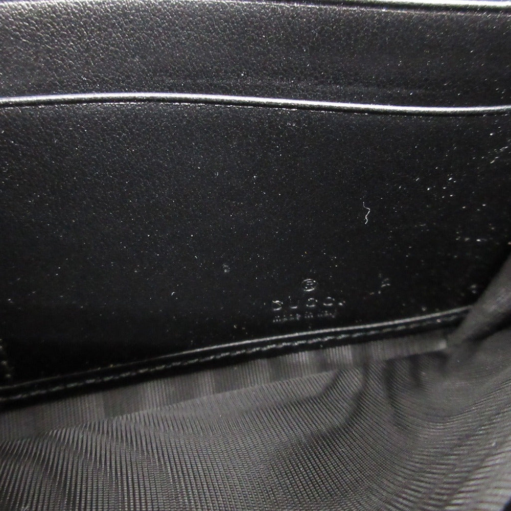 GUCCI Long Wallet Purse 762167 leather black Two fold mini john double Women(Unisex) Used Authentic