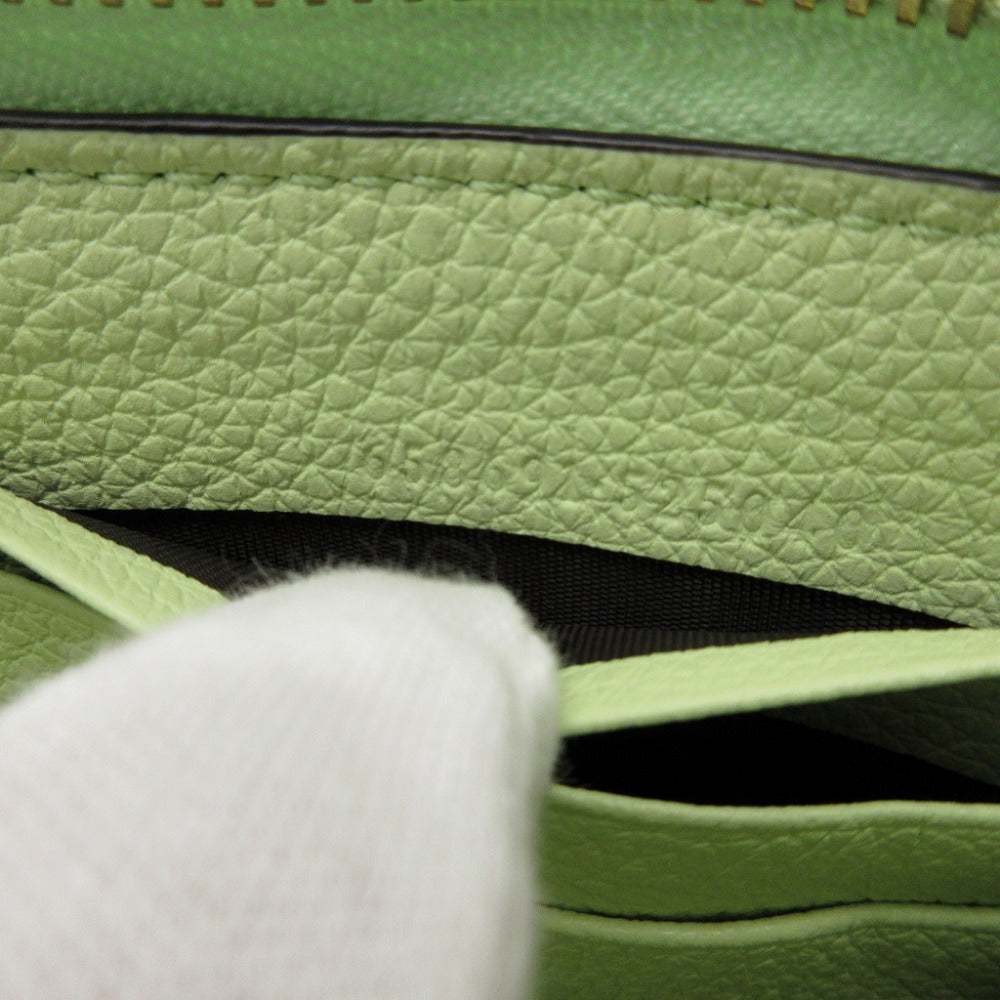 GUCCI Long Wallet Purse 658691 leather Light green Zip Around logo Women Used Authentic