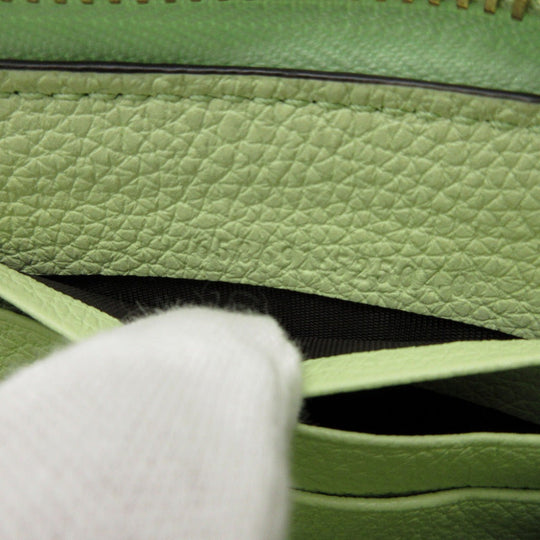 GUCCI Long Wallet Purse 658691 leather Light green Zip Around logo Women Used Authentic
