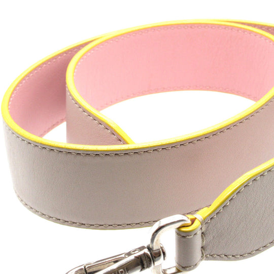 FENDI Shoulder strap leather gray unisex(Unisex) Used Authentic