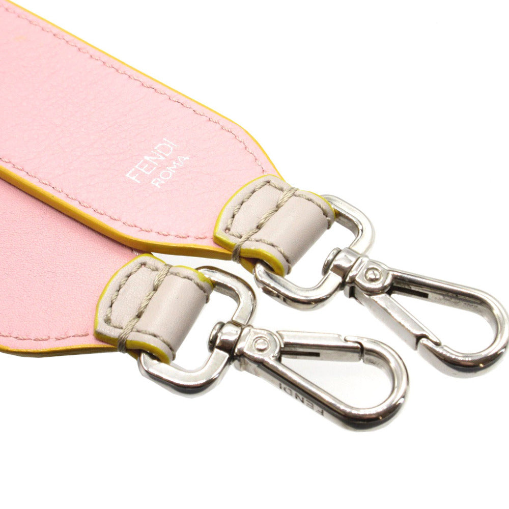 FENDI Shoulder strap leather gray unisex(Unisex) Used Authentic