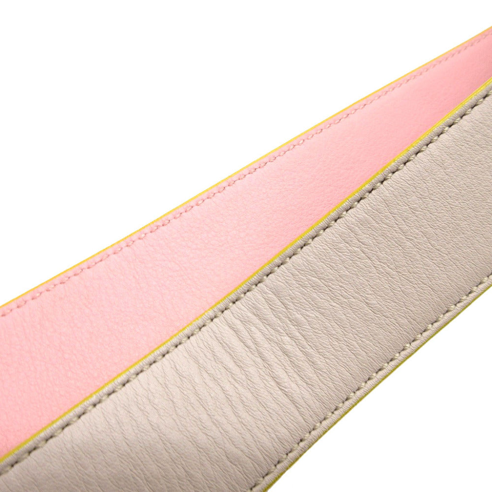 FENDI Shoulder strap leather gray unisex(Unisex) Used Authentic