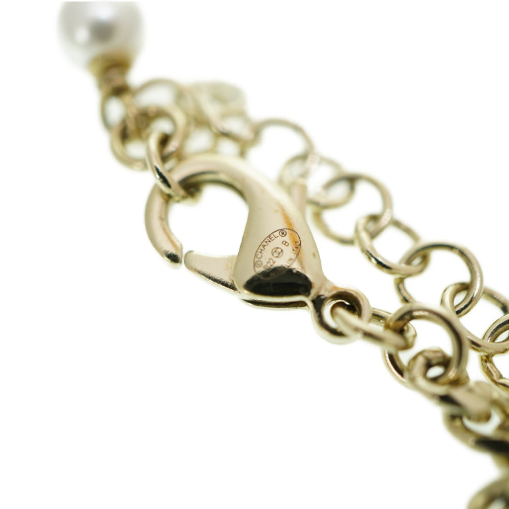 CHANEL Necklace B22 B Faux pearl, metal gold COCO Mark Faux Pearl Heart Necklace Women Used Authentic