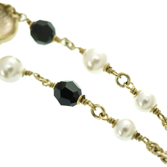 CHANEL Necklace B22 B Faux pearl, metal gold COCO Mark Faux Pearl Heart Necklace Women Used Authentic