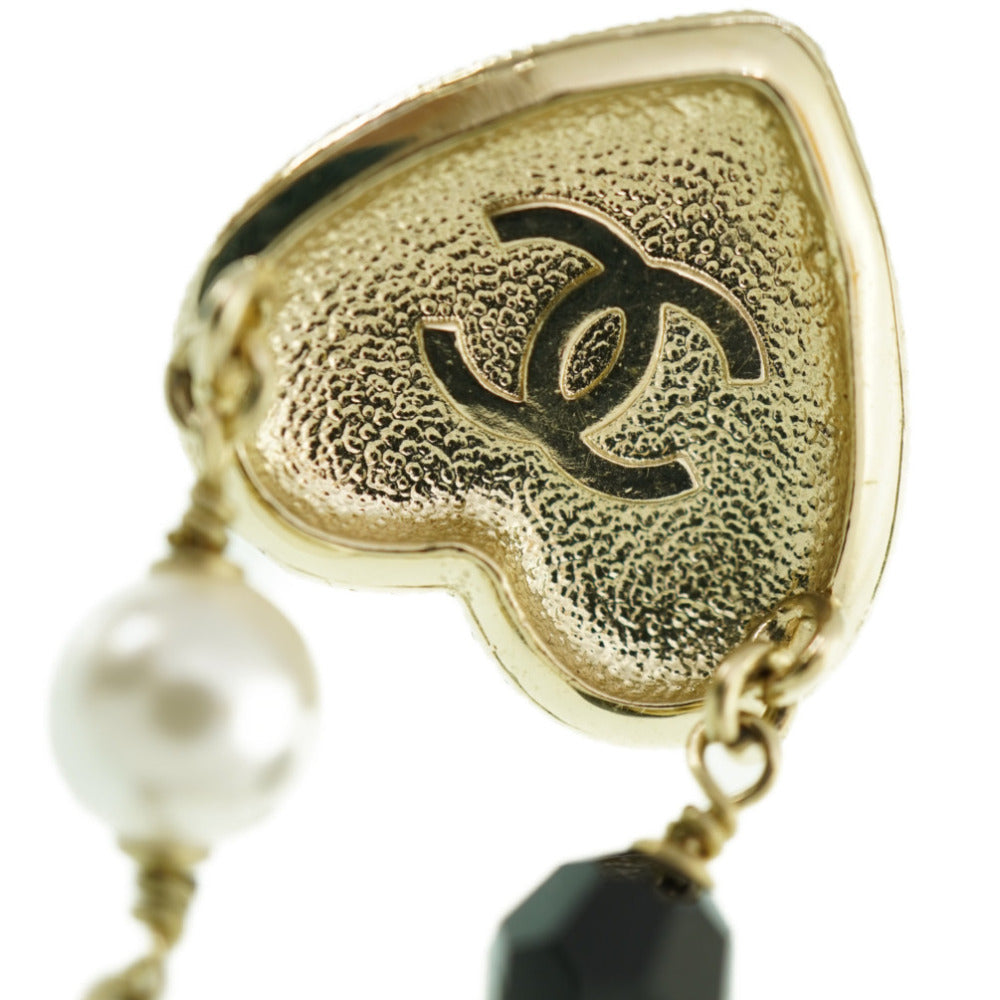 CHANEL Necklace B22 B Faux pearl, metal gold COCO Mark Faux Pearl Heart Necklace Women Used Authentic