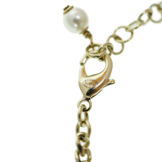 CHANEL Necklace B22 B Faux pearl, metal gold COCO Mark Faux Pearl Heart Necklace Women Used Authentic