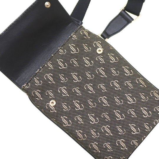 JIMMY CHOO Shoulder Bag Canvas, Leather black KIMI Messenger Women Used Authentic