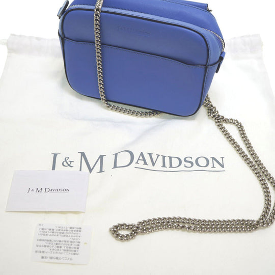 J&M Davidson Shoulder Bag leather blue Pebble Mini ChainShoulder Women Used Authentic