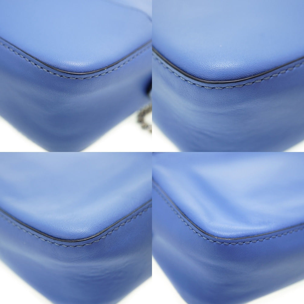 J&M Davidson Shoulder Bag leather blue Pebble Mini ChainShoulder Women Used Authentic