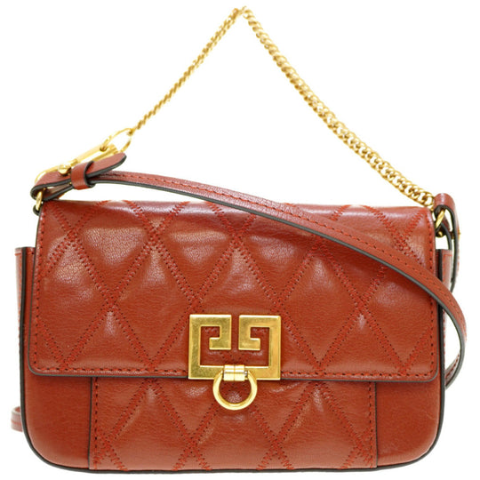 GIVENCHY Shoulder Bag leather Brown Women Used Authentic
