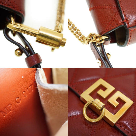 GIVENCHY Shoulder Bag leather Brown Women Used Authentic
