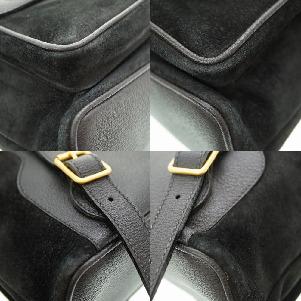 GUCCI Backpack Suede black Bamboo Women Used Authentic