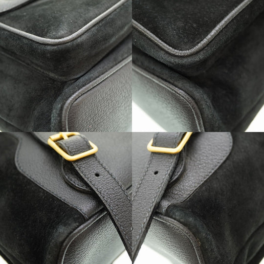 GUCCI Backpack Suede black Bamboo Women Used Authentic