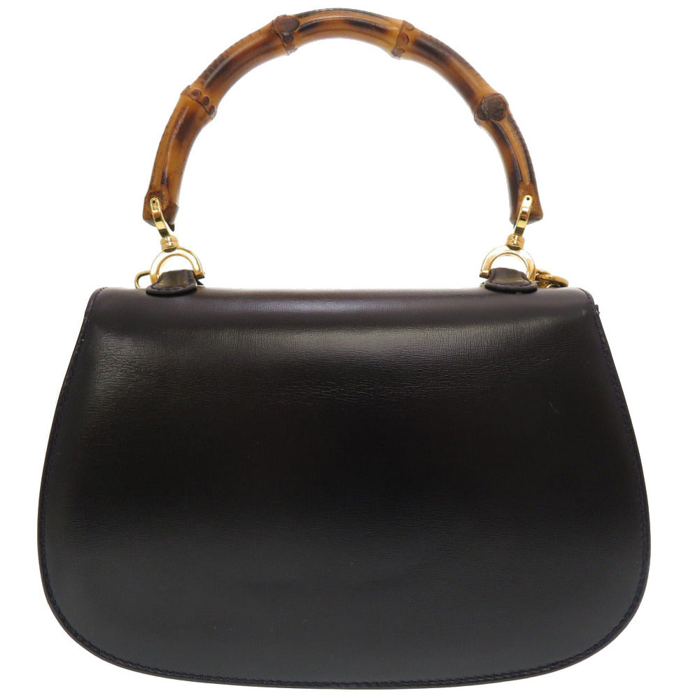 GUCCI Handbag 000 2046 0188 Bamboo, Leather Navy Women Used Authentic