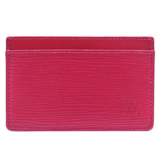 LOUIS VUITTON Card Case M60327 Epi Leather Fuchsia Epi Porte Cartes Simple Women Used Authentic