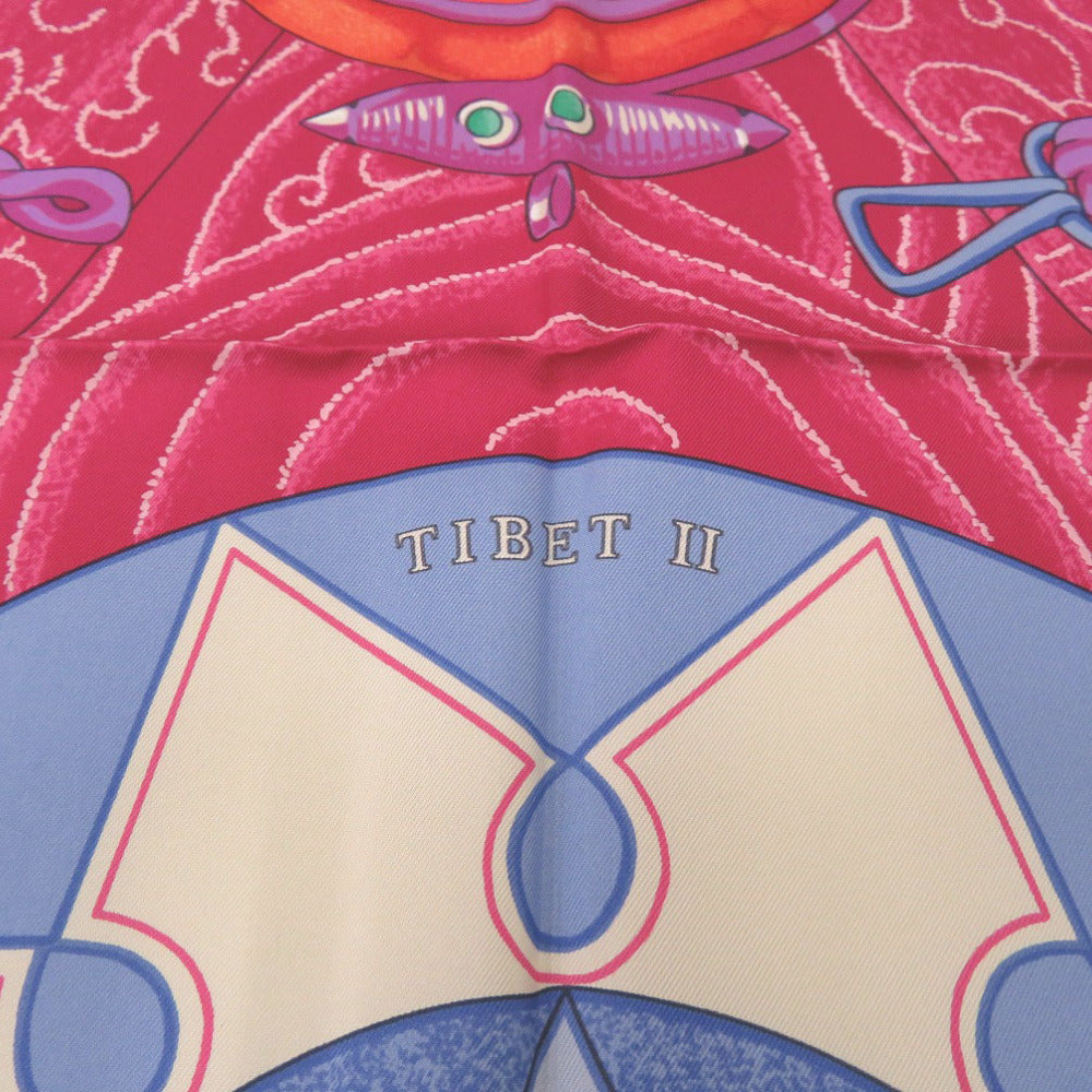 HERMES scarf silk pink Carre90 TIBET 2 Tibet 2 Women Used Authentic