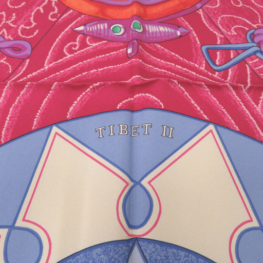 HERMES scarf silk pink Carre90 TIBET 2 Tibet 2 Women Used Authentic