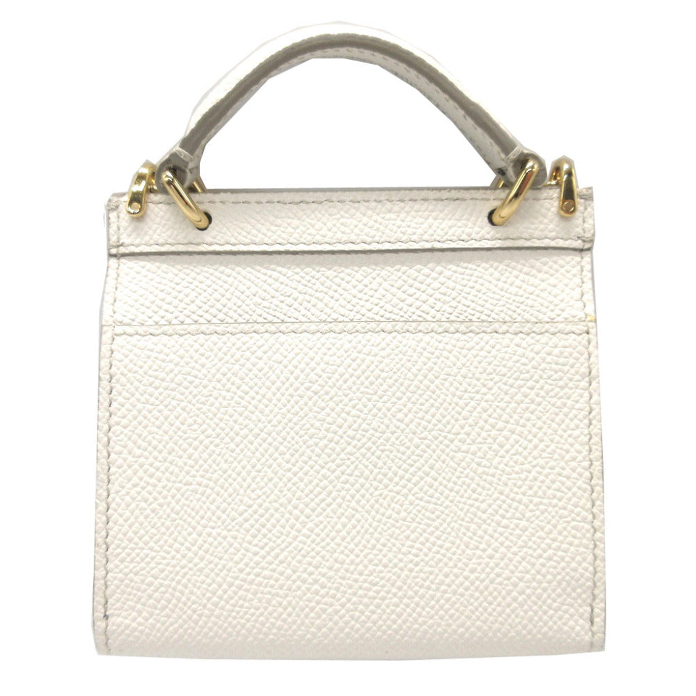 DOLCE&GABBANA Coin case leather white Chain wallet Sicily Women Used Authentic