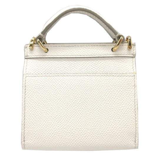 DOLCE&GABBANA Coin case leather white Chain wallet Sicily Women Used Authentic