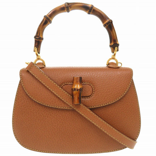 GUCCI Handbag 000 2046 0188 Bamboo Brown 2WAY Women Used Authentic
