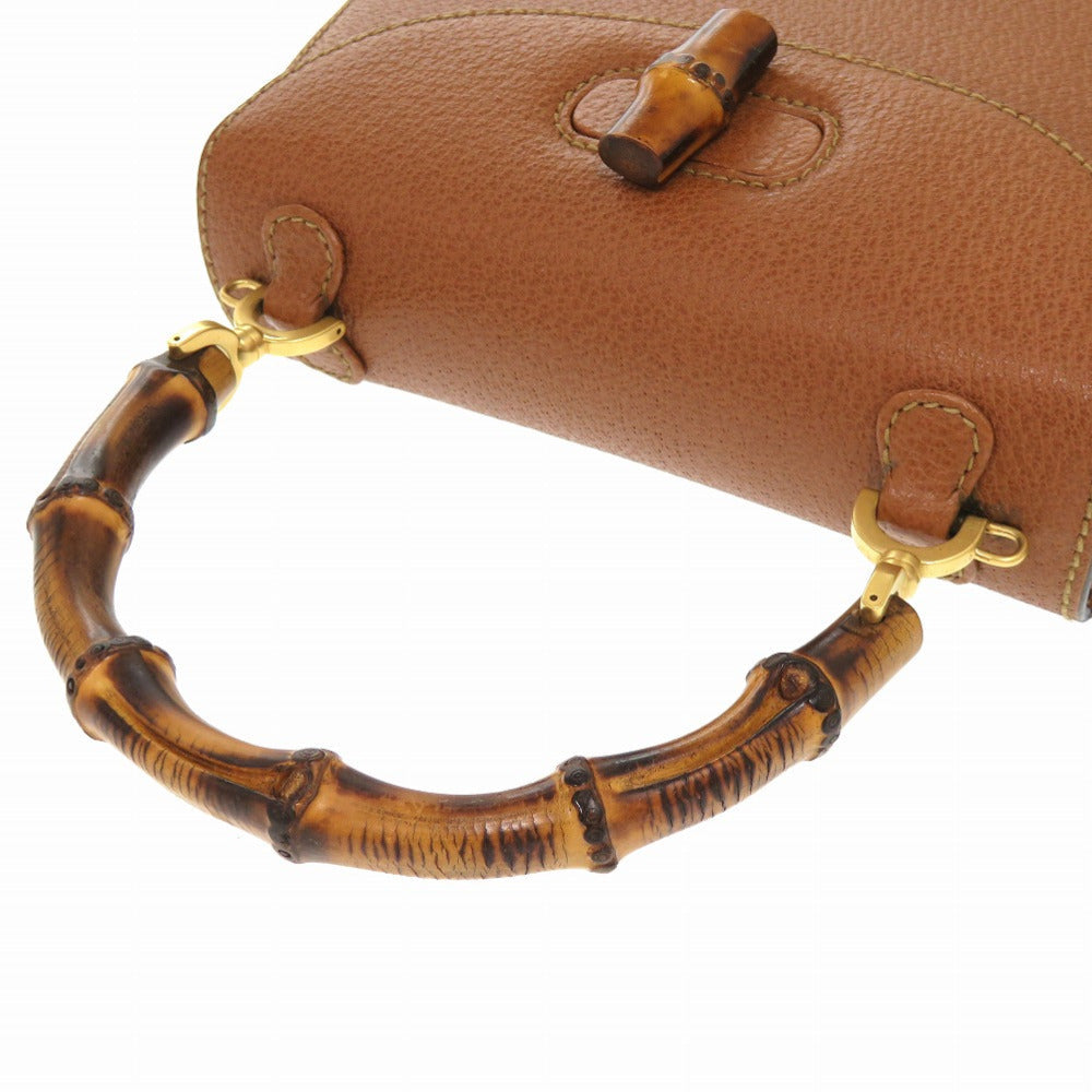 GUCCI Handbag 000 2046 0188 Bamboo Brown 2WAY Women Used Authentic