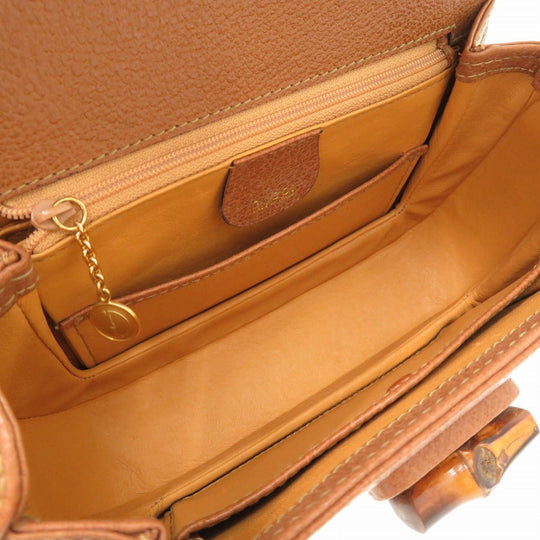 GUCCI Handbag 000 2046 0188 Bamboo Brown 2WAY Women Used Authentic