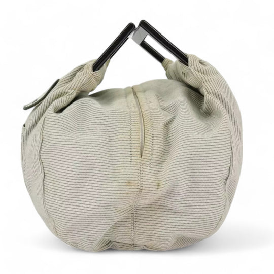 Chanel Handbag Canvas Green Silver CC Logo Bag