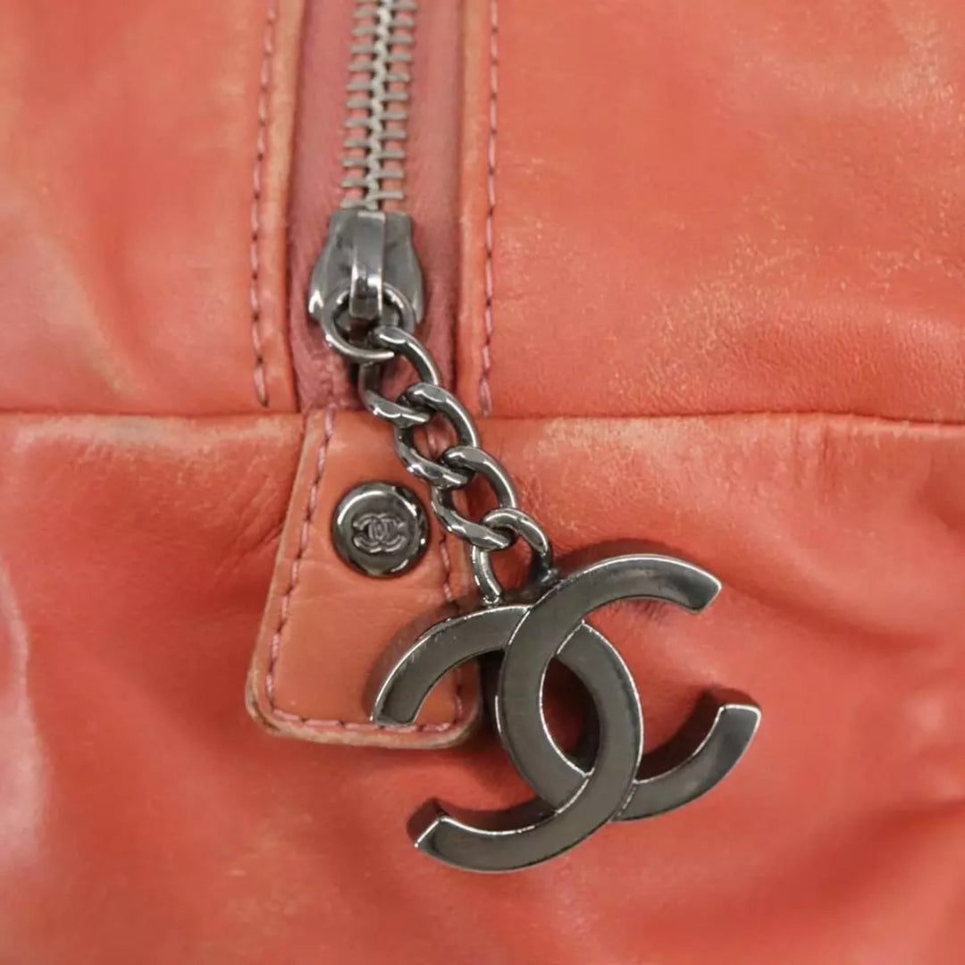 Chanel Coco Mark Chain Handbag Leather Pink Silver Women's Bag