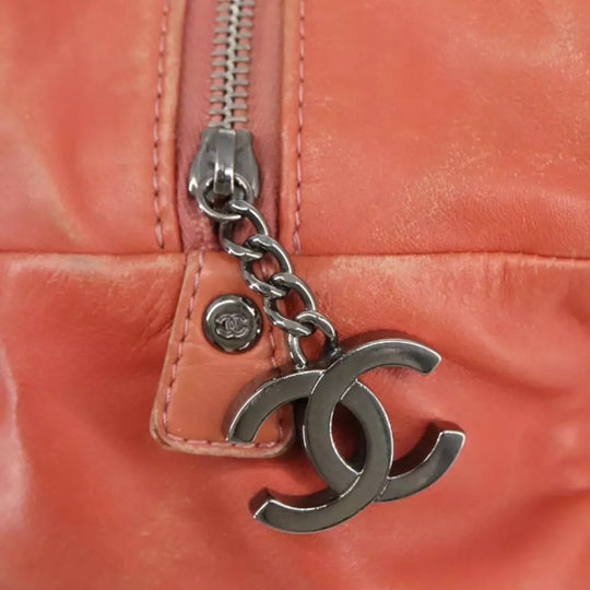 Chanel Coco Mark Chain Handbag Leather Pink Silver Women's Bag
