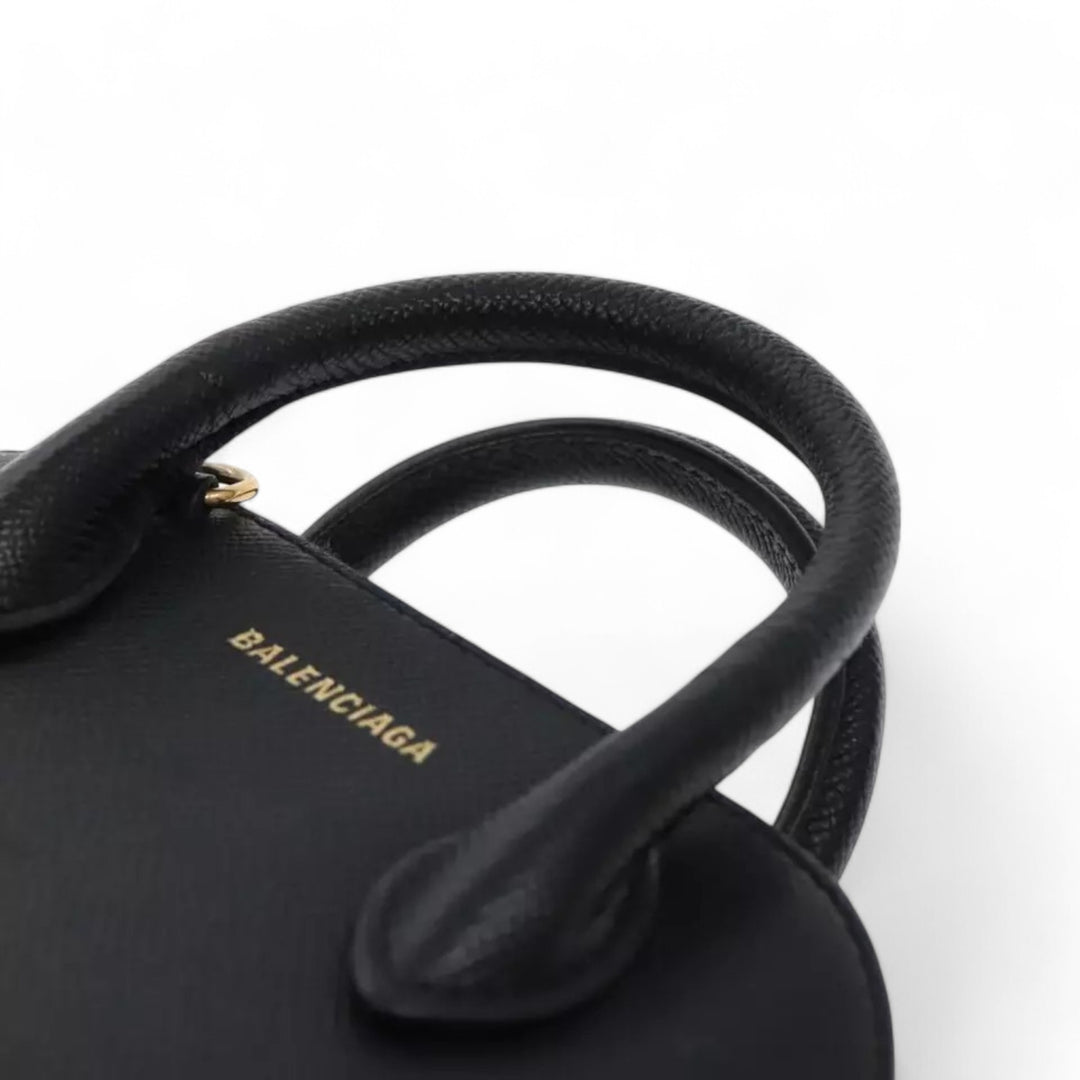 Balenciaga Ville Small Handbag Leather 2way Black Gold Women's Bag with Strap