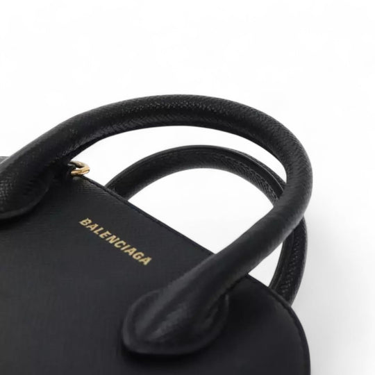 Balenciaga Ville Small Handbag Leather 2way Black Gold Women's Bag with Strap
