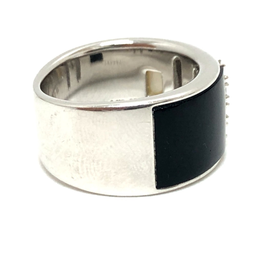 TASAKI Ring 18K Silver 18K Diamond Shell Onyx D0.14ct Women 10 Used Authentic